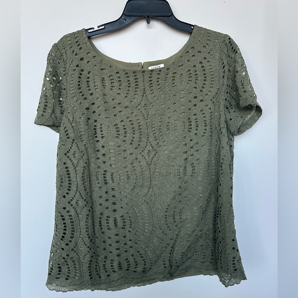 J.crew green lace blouse